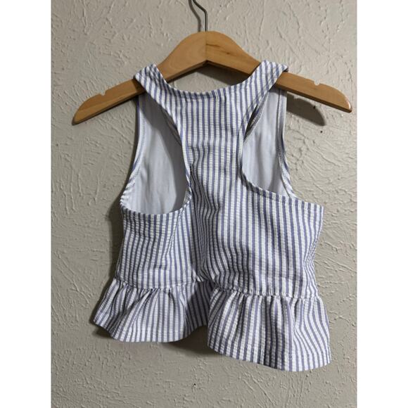 Ruffle Butts Seersucker Stripe Tankini Top Size 5 - Picture 2 of 5
